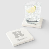 Stijlvolle monogram Sjabloon Elegant Letter Marble Stenen Onderzetter (Zijkant)