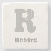 Stijlvolle monogram Sjabloon Elegant Letter Marble Stenen Onderzetter (Voorkant)