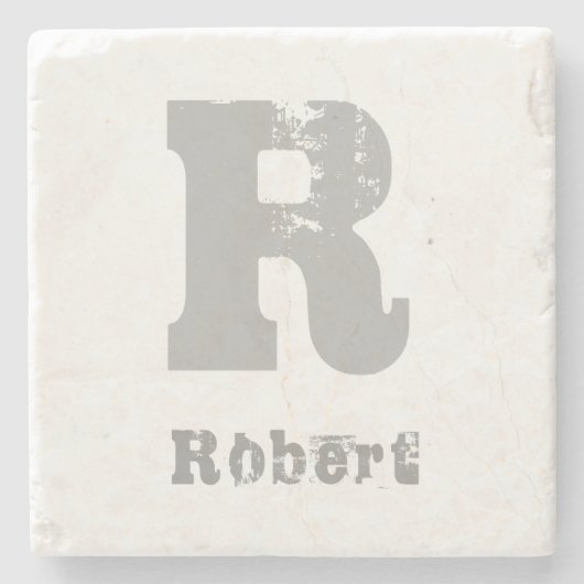 Stijlvolle monogram Sjabloon Elegant Letter Marble Stenen Onderzetter (Voorkant)