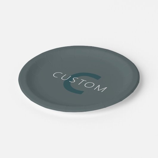 Stijlvolle Monogram Sjabloon Papieren Bordje (Gekanteld)