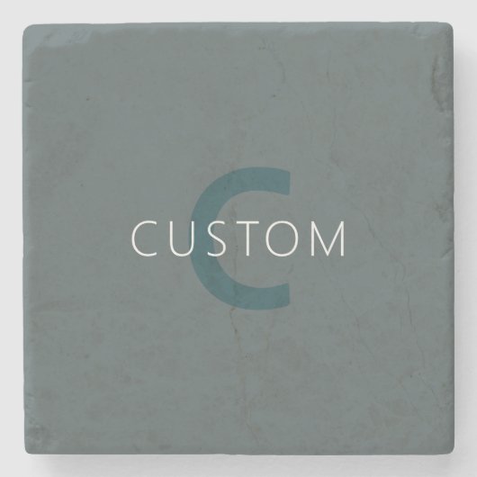 Stijlvolle Monogram Sjabloon Stenen Onderzetter (Voorkant)