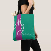 Stijlvolle monogram tekstontwerp Winkeltas Tote Bag (Dichtbij)