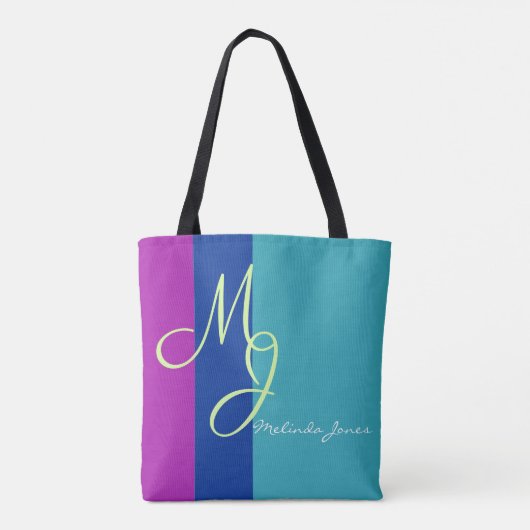 Stijlvolle monogram tekstontwerp Winkeltas Tote Bag (Achterkant)