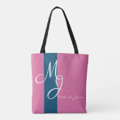 Stijlvolle monogram tekstontwerp Winkeltas Tote Bag (Achterkant)