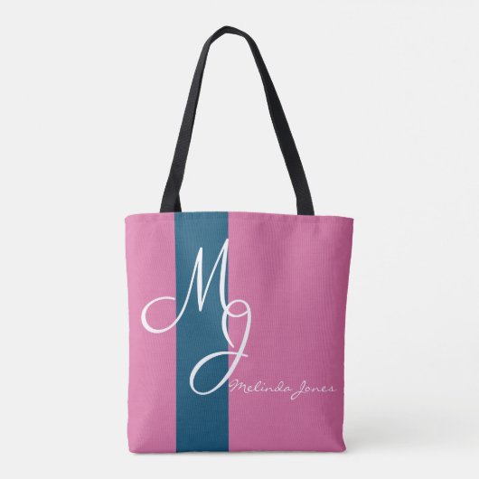 Stijlvolle monogram tekstontwerp Winkeltas Tote Bag (Achterkant)