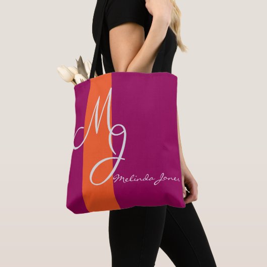 Stijlvolle monogram tekstontwerp Winkeltas Tote Bag (Dichtbij)