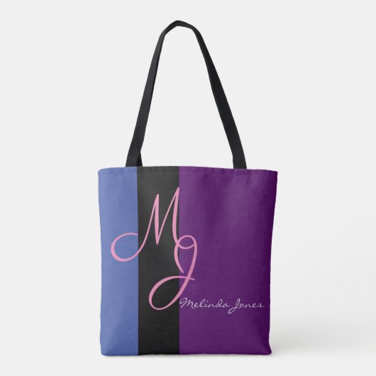 Stijlvolle monogram tekstontwerp Winkeltas Tote Bag (Achterkant)