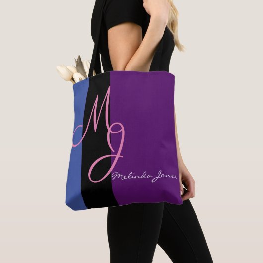 Stijlvolle monogram tekstontwerp Winkeltas Tote Bag (Dichtbij)
