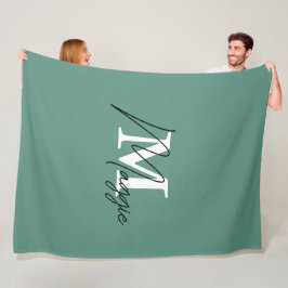 Stijlvolle monogram trendy Turquoise kleuren initi Fleece Deken