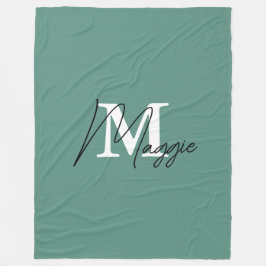 Stijlvolle monogram trendy Turquoise kleuren initi Fleece Deken
