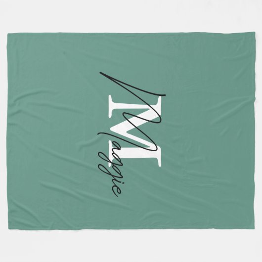 Stijlvolle monogram trendy Turquoise kleuren initi Fleece Deken (Voorkant (Horizontaal))