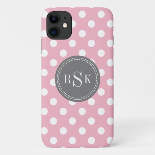 Stijlvolle monogram trio roze pooldots Case-Mate iPhone case (Achterkant)