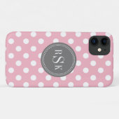 Stijlvolle monogram trio roze pooldots Case-Mate iPhone case (Achterkant (horizontaal))
