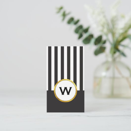 Stijlvolle Monogram verticale strepen Visitekaartje (Staand voorkant)
