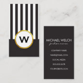 Stijlvolle Monogram verticale strepen Visitekaartje (Voorkant / Achterkant)