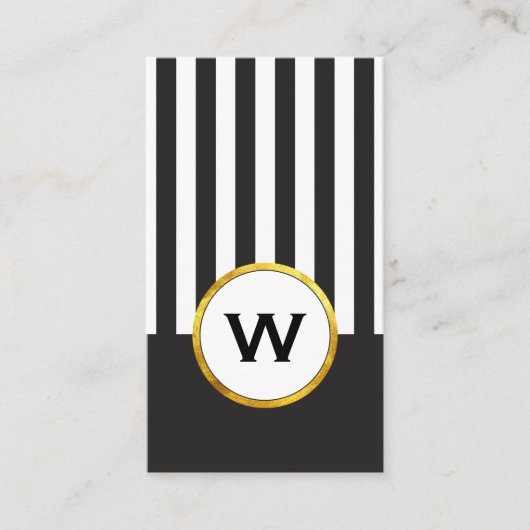 Stijlvolle Monogram verticale strepen Visitekaartje (Voorkant)