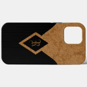 Stijlvolle Monogram Zwart en Tan Achtergrond Elega Case-Mate iPhone Case (Achterkant (horizontaal))