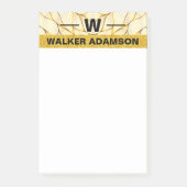 Stijlvolle monogram zwart goud naam, minimaal eleg post-it® notes (Voorkant)