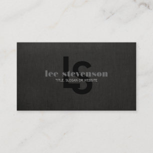 Stijlvolle monogram zwart linnen look professionee visitekaartje