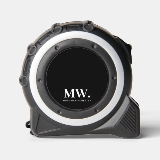 Stijlvolle monogram zwarte witte aangepaste initia rolmaat (Voorkant)