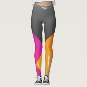 Stijlvolle monogramme grijze roze gele werkout leggings