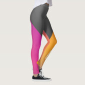 Stijlvolle monogramme grijze roze gele werkout leggings (Rechts)