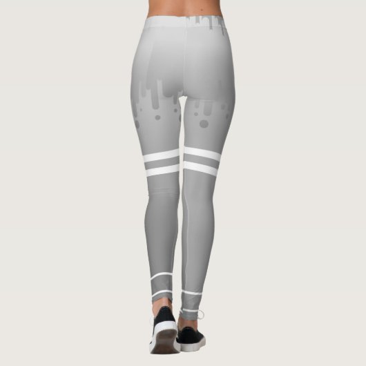 Stijlvolle monogramme grijze witte gradiënt werkou leggings (Achterkant)