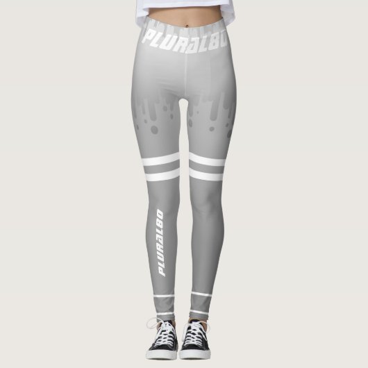 Stijlvolle monogramme grijze witte gradiënt werkou leggings (Voorkant)