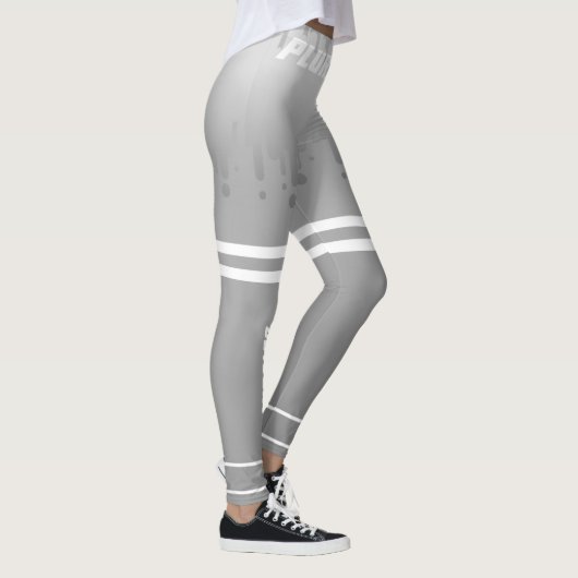 Stijlvolle monogramme grijze witte gradiënt werkou leggings (Rechts)