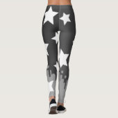 Stijlvolle, monogramme grijze, witte sterren leggings (Achterkant)