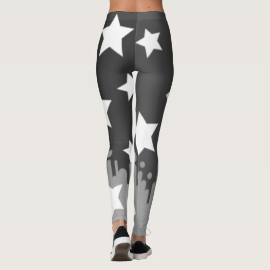 Stijlvolle, monogramme grijze, witte sterren leggings (Achterkant)