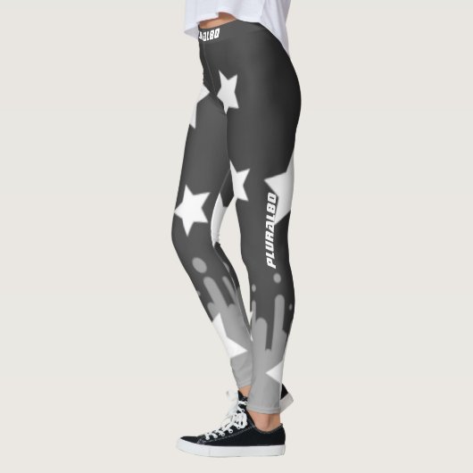 Stijlvolle, monogramme grijze, witte sterren leggings (Links)