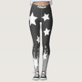 Stijlvolle, monogramme grijze, witte sterren leggings (Voorkant)