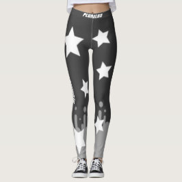 Stijlvolle, monogramme grijze, witte sterren leggings
