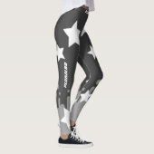 Stijlvolle, monogramme grijze, witte sterren leggings (Rechts)