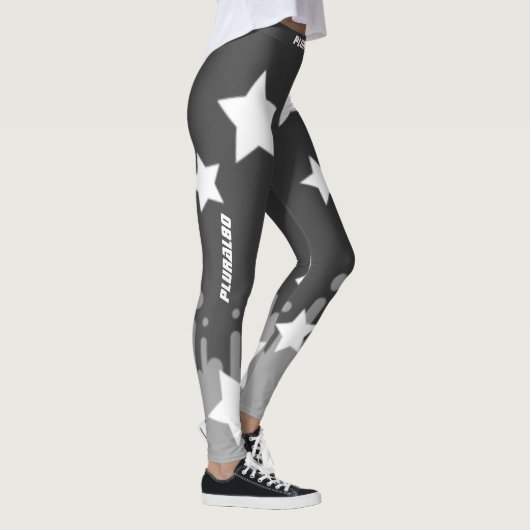 Stijlvolle, monogramme grijze, witte sterren leggings (Rechts)