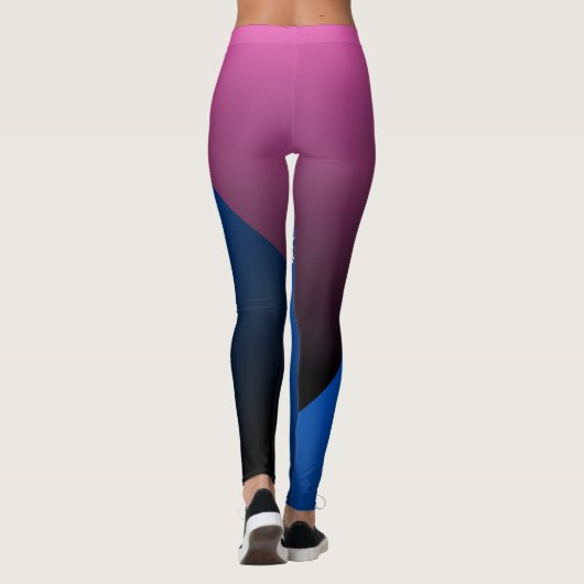 Stijlvolle monogramme roze blauwe gradiënt werkout leggings (Achterkant)