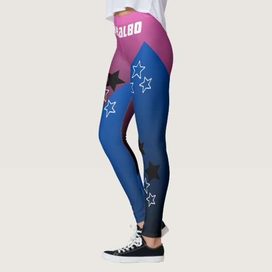Stijlvolle monogramme roze blauwe gradiënt werkout leggings (Links)