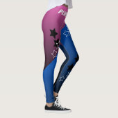 Stijlvolle monogramme roze blauwe gradiënt werkout leggings (Rechts)