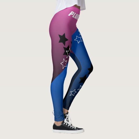 Stijlvolle monogramme roze blauwe gradiënt werkout leggings (Rechts)