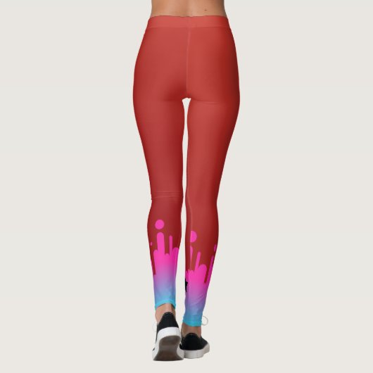 Stijlvolle monogramme roze blauwe gradiënt werkout leggings (Achterkant)