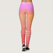 Stijlvolle monogramme roze gradiënt werkout leggings (Achterkant)