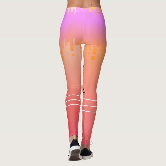 Stijlvolle monogramme roze gradiënt werkout leggings (Achterkant)