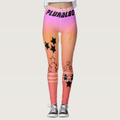 Stijlvolle monogramme roze gradiënt werkout leggings (Voorkant)