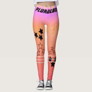 Stijlvolle monogramme roze gradiënt werkout leggings