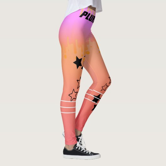 Stijlvolle monogramme roze gradiënt werkout leggings (Rechts)