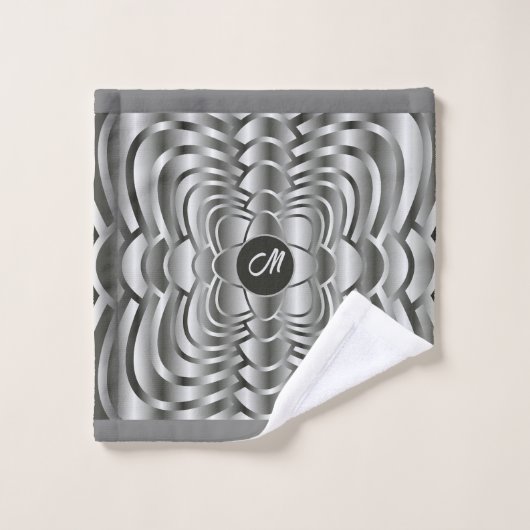 Stijlvolle monogrammed-schaduwen van grijze geomet bad handdoek (Wasdoekje)