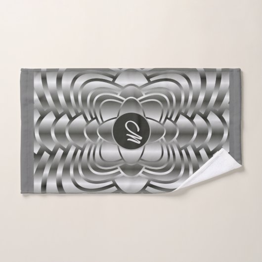 Stijlvolle monogrammed-schaduwen van grijze geomet bad handdoek (Handdoek)