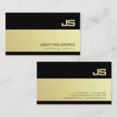 Stijlvolle Monogrammed Zwart Goud Design Plain Lux Visitekaartje (Voorkant / Achterkant)