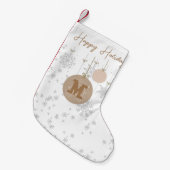 Stijlvolle monogrammen bruine en grijze sneeuwvlok kleine kerstsok (Voorkant (Hangend))